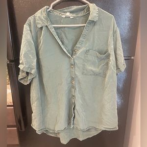 Green Oversized Button Down